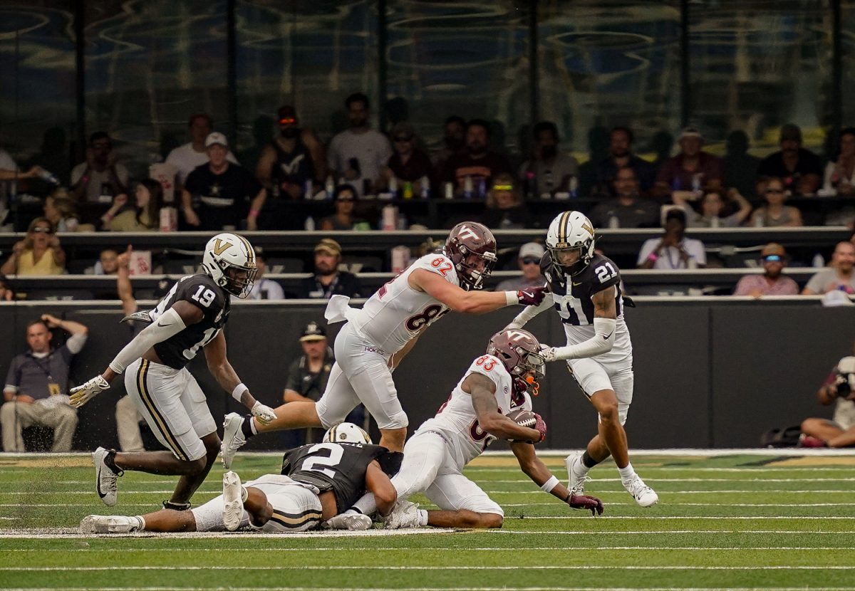 Randon Fontenette makes a tackle against Virginia Tech, as photographed on Aug. 31, 2024. (Hustler Multumedia/Vince Lin)