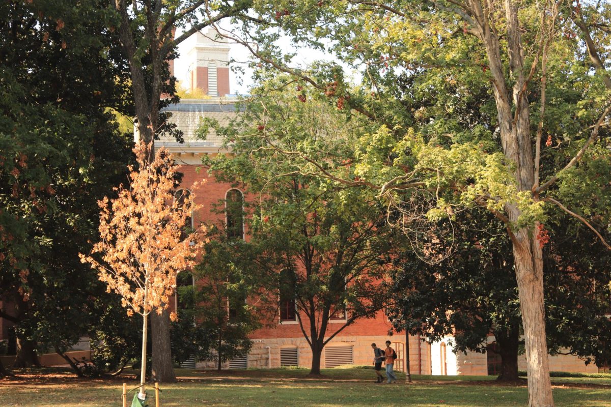 Kirkland Hall beyond the foliage, as photographed on Aug. 27, 2024. (Hustler Multimedia/Sean Onamade)