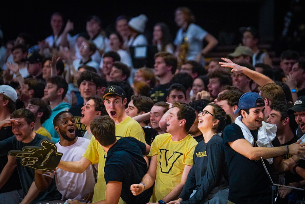 A rowdy Memorial Gymnasium crowd cheers on the Commodores, as photographed on Feb. 8, 2023. (Hustler Multimedia/Nikita Rohila)