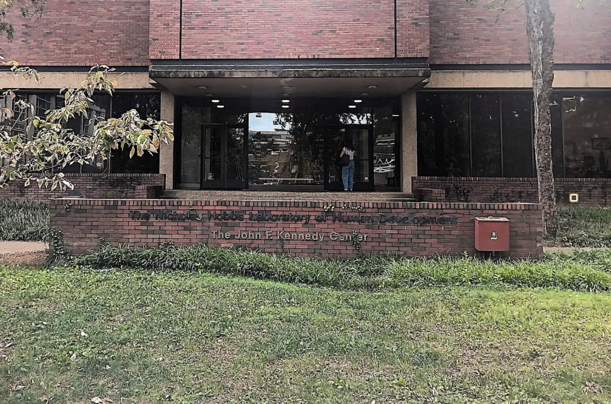 A student enters Hobbs Hall, as photographed on Sept. 3, 2024. (Hustler Multimedia/Laura Vaughan)