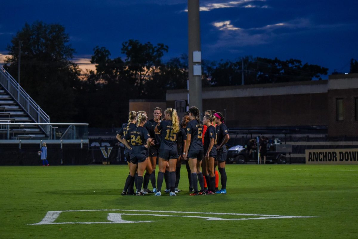 Vanderbilt gathers during their game against Columbia, as photographed on Aug. 31, 2024. (Hustler Multimedia/Alondra Moya)