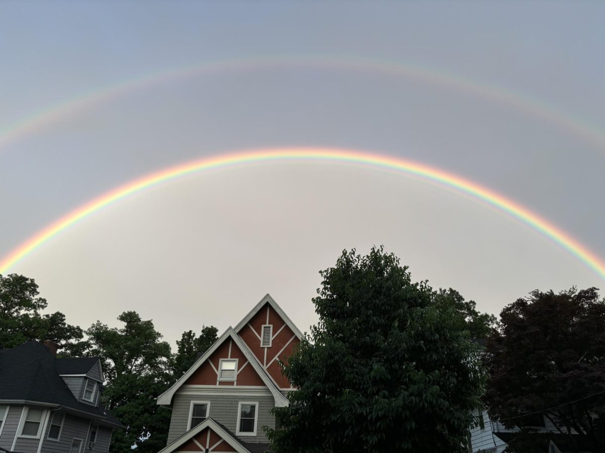 A double rainbow appearing after a rainstorm, as photographed on June 14, 2024. (Hustler Multimedia/Alex Brodeur)