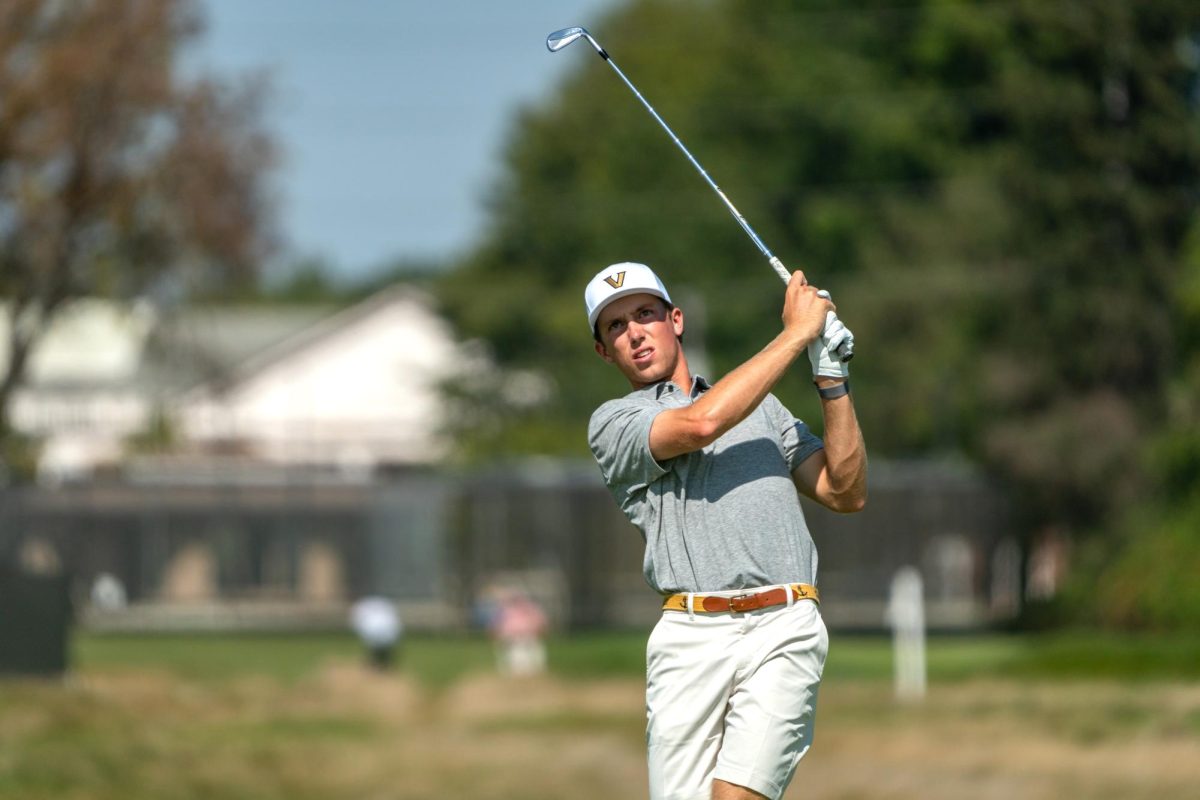 Jackson Van Paris admires a shot at the Ben Hogan Collegiate Invitational, as photographed on Sept. 30, 2024. (Vanderbilt Athletics)