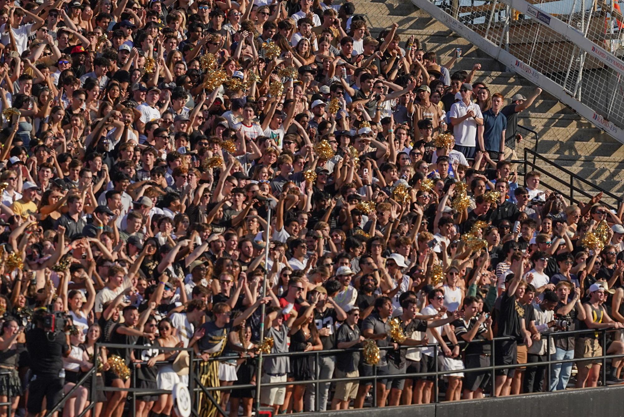 Vanderbilt students fill the student section during Vanderbilt Football's matchup against Alabama, as photographed on October 4, 2024. (Hustler Multimedia/Nikita Rohila)