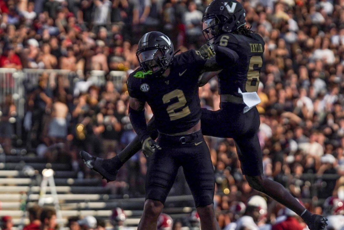 Randon Fontenette celebrates his pick-six against Alabama, as photographed on Oct. 5, 2024. (Hustler Multimedia/Nikita Rohila)