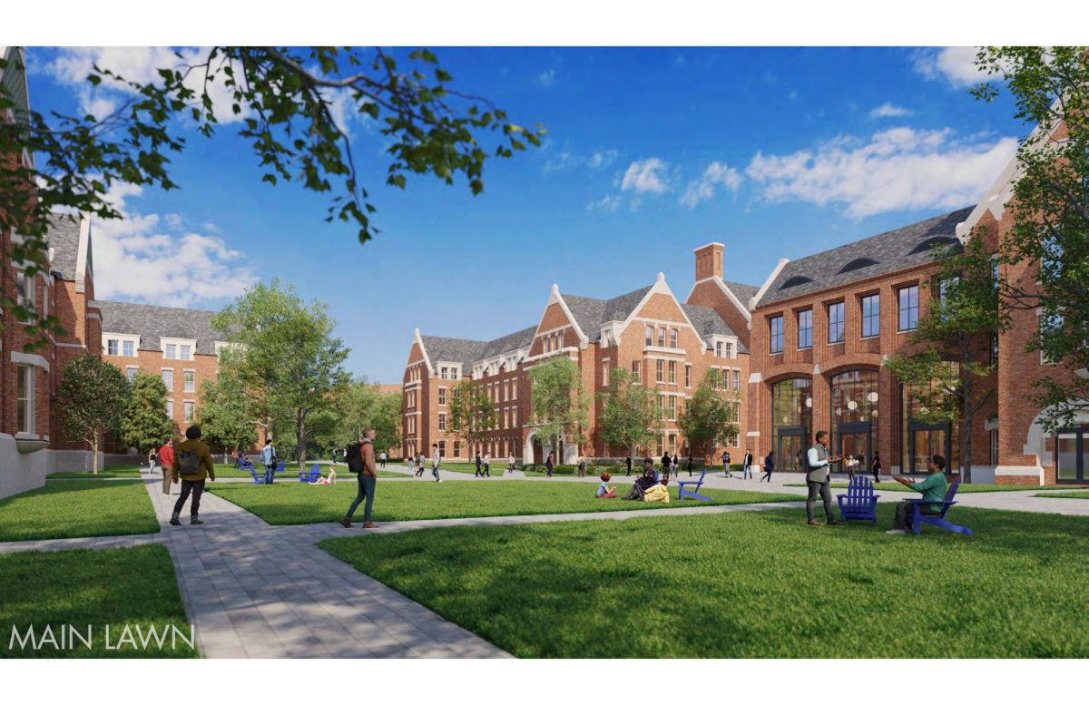 A conceptual rendering of the main lawn of the proposed residential colleges (subject to board approval). (Photo courtesy of Vanderbilt University)