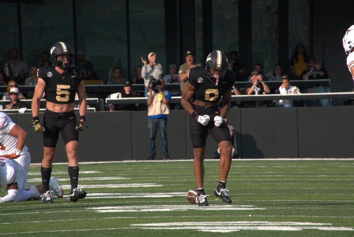 Tyson Russell celebrates a tackle against Texas, as photographed on Oct. 26, 2024. (Hustler Multimedia/Jackson Blunt)