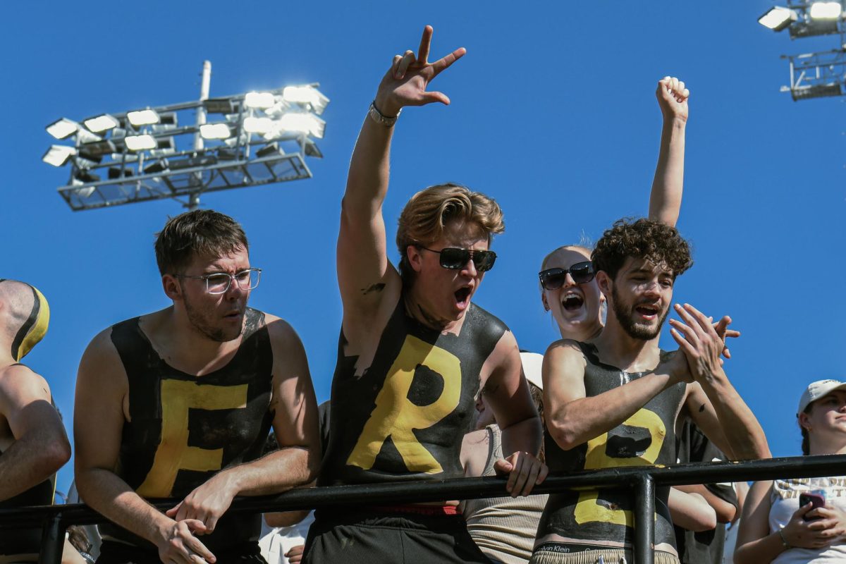 Vanderbilt students celebrate during the Commodores' historical upset over the Alabama Crimson Tide, as photographed on Oct. 5, 2024. (Hustler Multimedia/Savannah Walske)