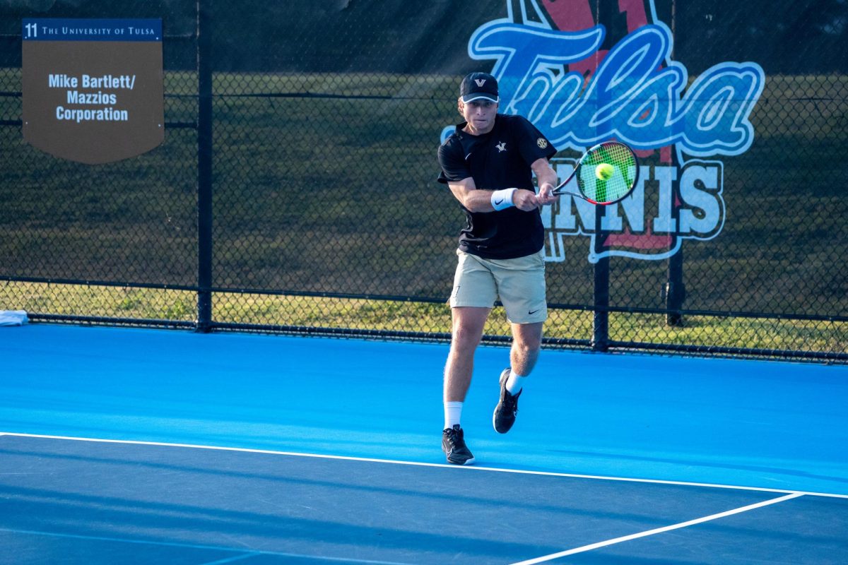 Henry Ruger connects on a backhand at the ITA All-American Championships, as photographed on Sept. 27, 2024. (Vanderbilt Athletics)