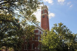 The clock tower of Kirkland Hall, as photographed on Aug. 27, 2024. (Hustler Multimedia/Sean Onamade)