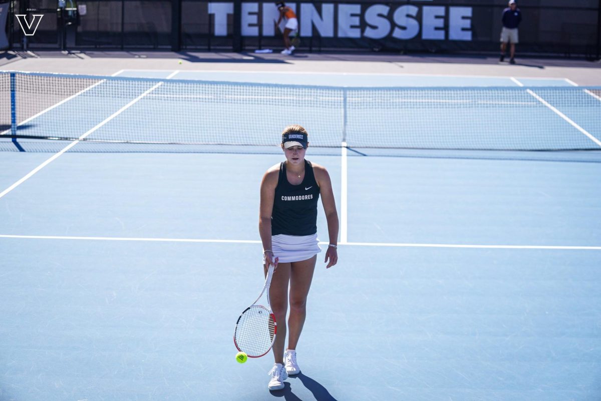 Bridget Stammel prepares to serve the ball at the ITA Ohio Valley Regional Championships, as photographed on Oct. 14, 2024. (Vanderbilt Athletics)