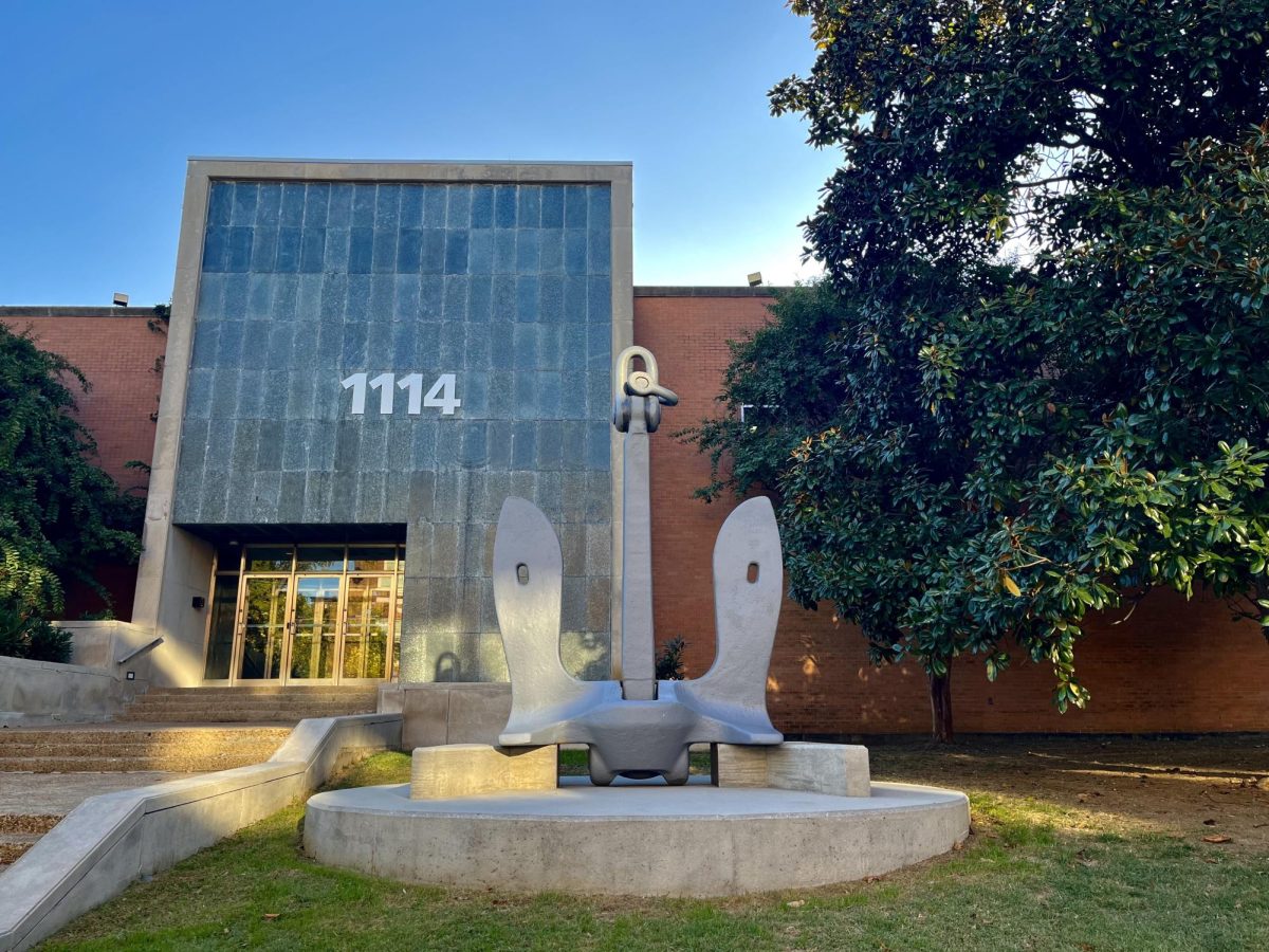 Anchor from the USS Nashville outside of the ROTC building, as photographed on Oct. 24, 2024. (Hustler Multimedia/Tasfia Alam)