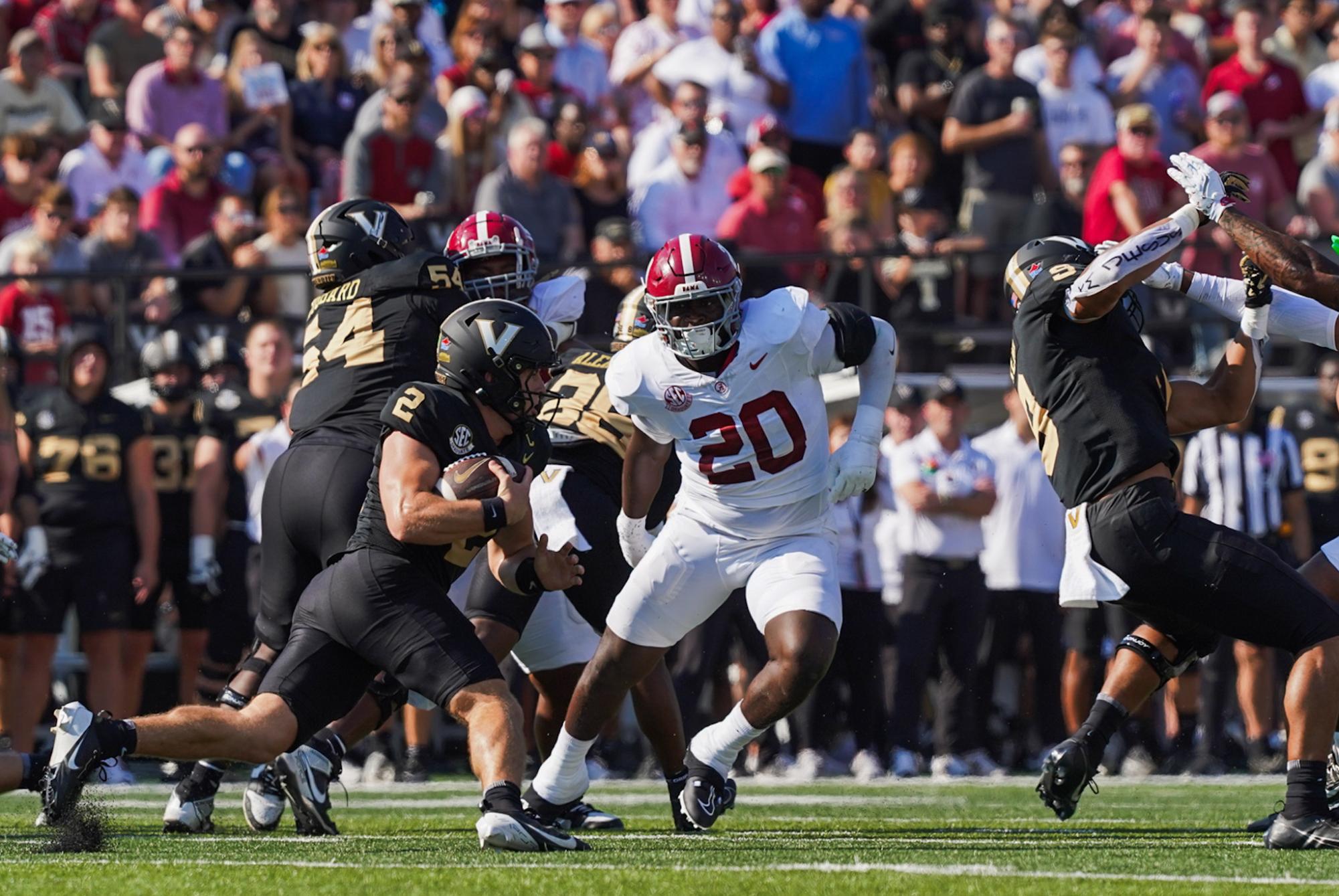 Diego Pavia scrambles up the field, as photographed on Oct. 5, 2024. (Hustler Multimedia/Nikita Rohila)