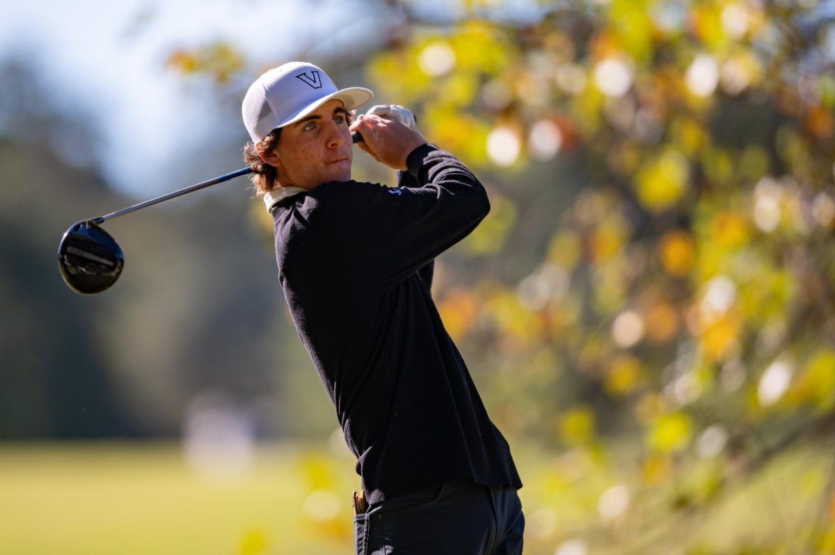 Ryan Downes swings a driver, as photographed on Oct. 18, 2024. (Vanderbilt Athletics)