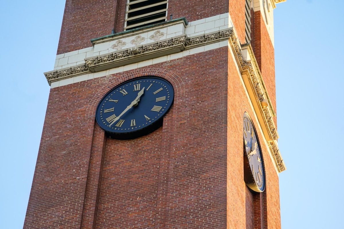 The clock on top of Kirkland Hall, as photographed on Oct. 17, 2024. (Hustler Multimedia/Alondra Moya)