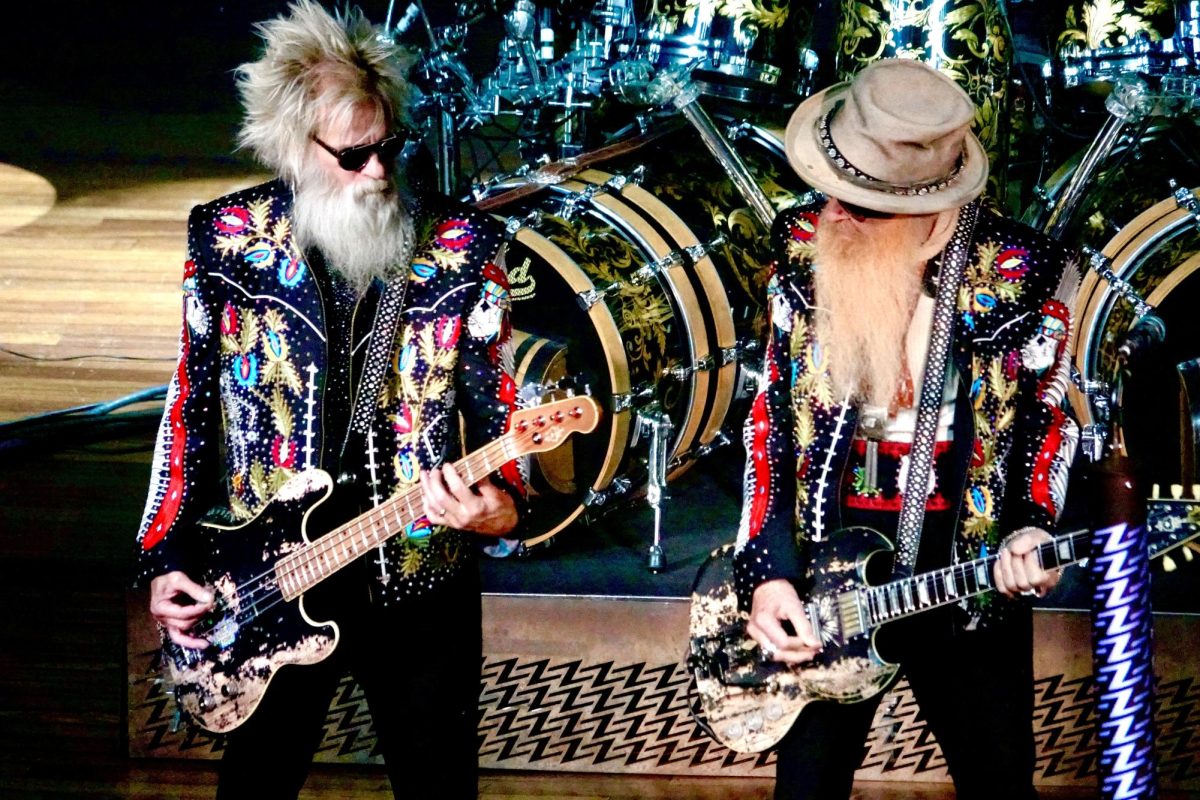 Billy Gibbons and Elwood Francis play side by side, as captured on Nov 18, 2024. (Hustler Multimedia/Chloe Pryor)