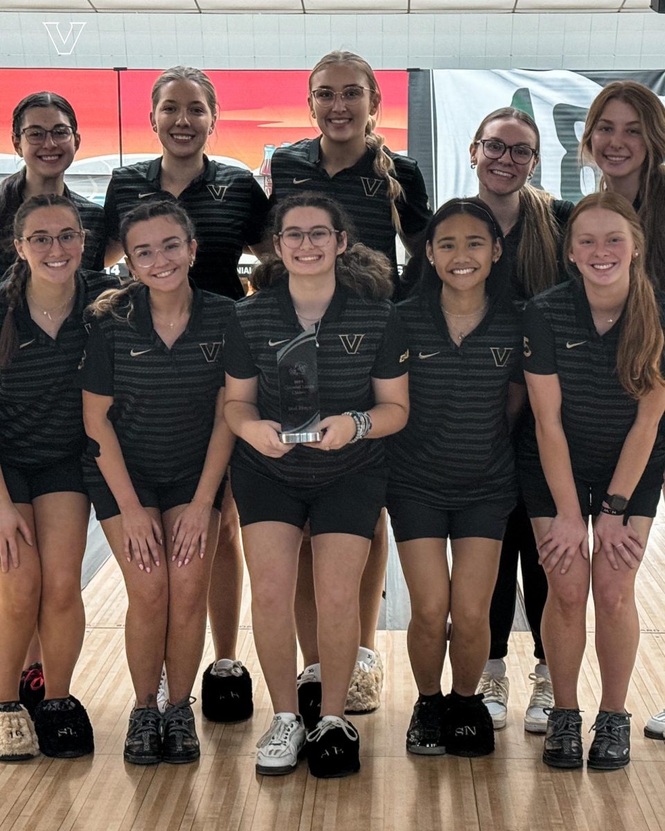 Vanderbilt Bowling poses with second-place trophy at Colonial Lanes Classic. (Vanderbilt Athletics)