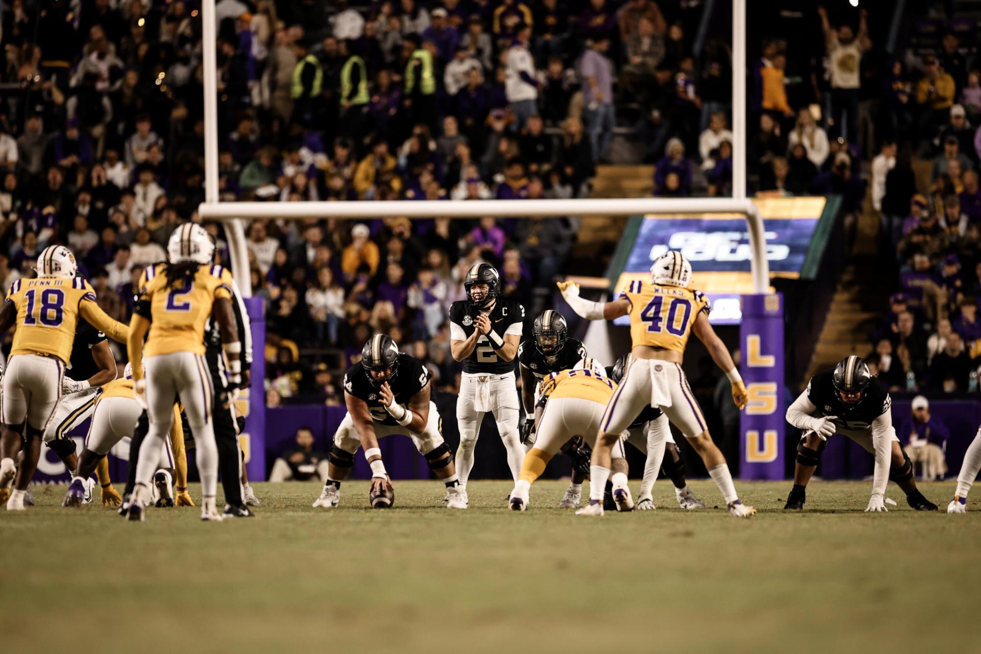 Diego Pavia lines up to take the snap, as photographed on Nov. 24, 2024. (Vanderbilt Athletics)