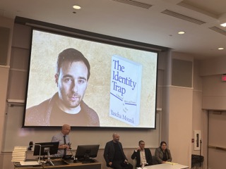 Professor Metzl, Yascha Mounk and panelists speaking to the Guns In America Course, photographed on Nov. 12, 2024 (Hustler Staff/Swarada Kulkarni)
