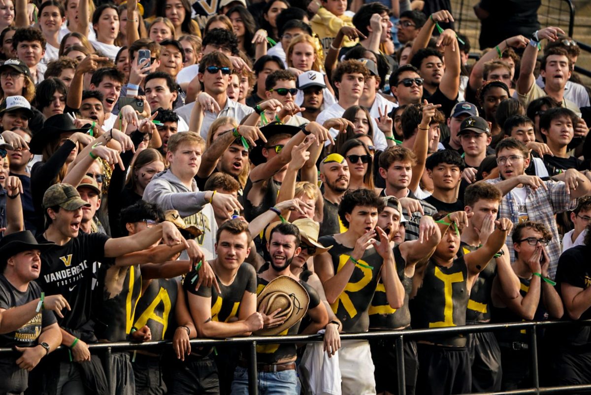 Vanderbilt's student section celebrates during the Commodores' game against Texas, as photographed on Oct. 26, 2024. (Hustler Multimedia/Michael Tung)