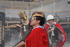 SEC Shorts' King Vanderbilt struts out of the player entrance with Mr. C. (Hustler Multimedia/Barrie Barto)