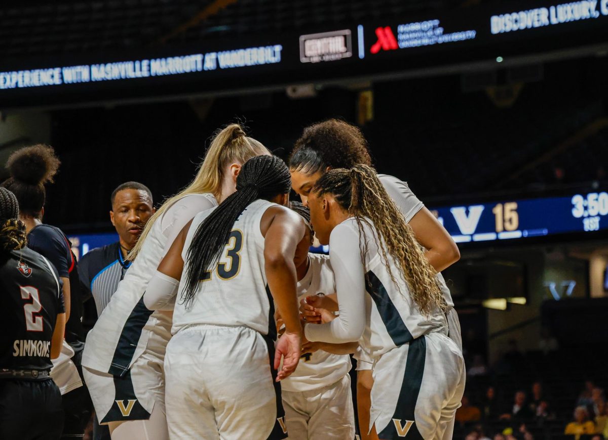 Vanderbilt's players gather during its game Austin Peay, as photographed on Nov. 8, 2024. (Hustler Multimedia/Alondra Moya)