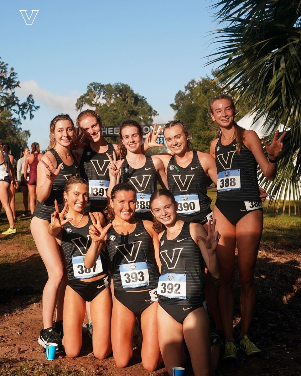 The women's cross country squad poses at the NCAA South Region Cross Country Championships. (Vanderbilt Athletics)