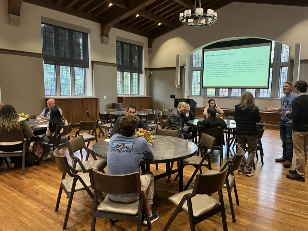 Students participating in discussions with veterans, as photographed on Nov. 15, 2024. (Hustler Staff/Shyla Lensing)
