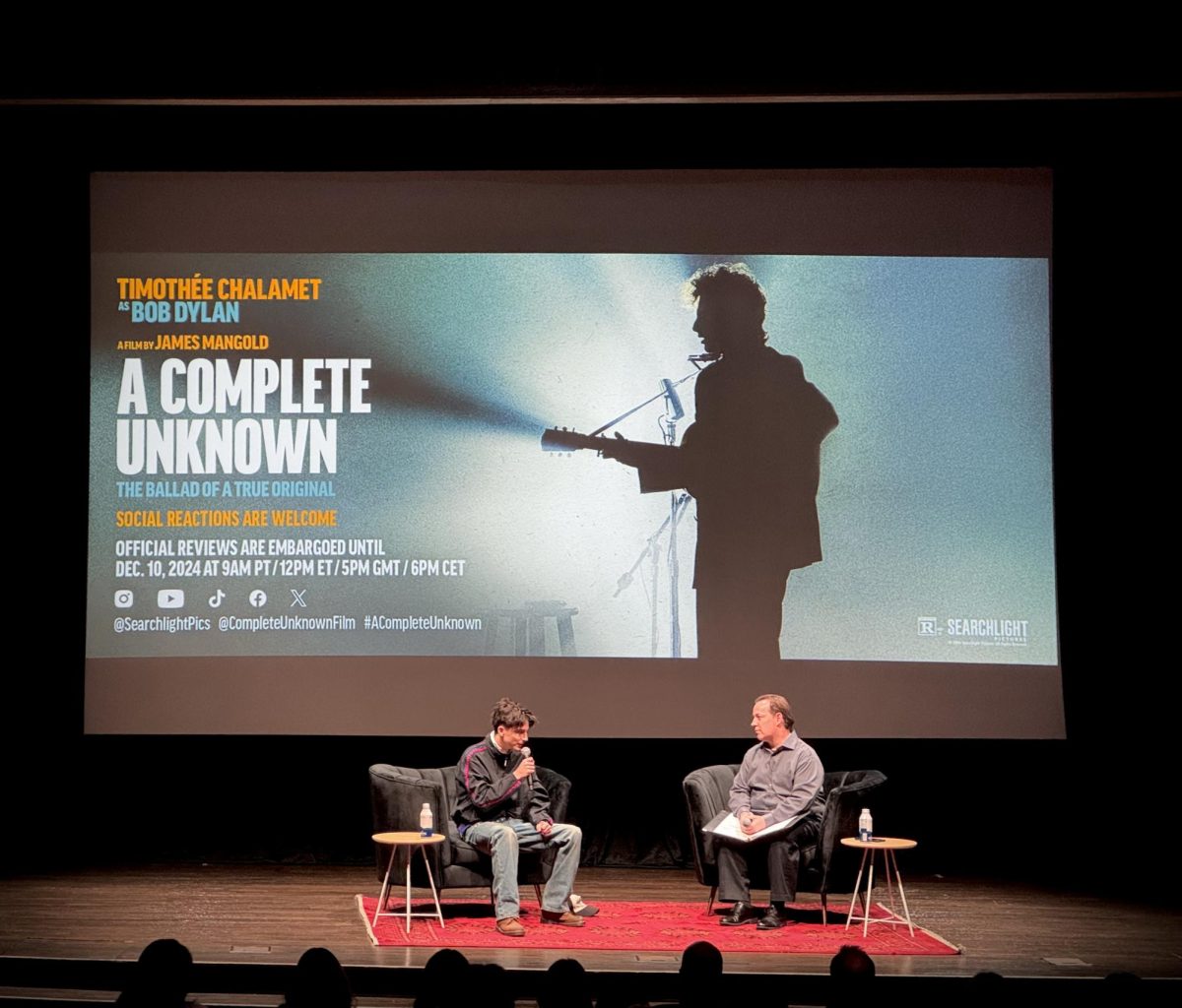 The audience watches Timothee Chalamet and Michael Gray engage in conversation, as photographed on Dec. 6, 2024. (Hustler Staff/Scarlett Mickel) 