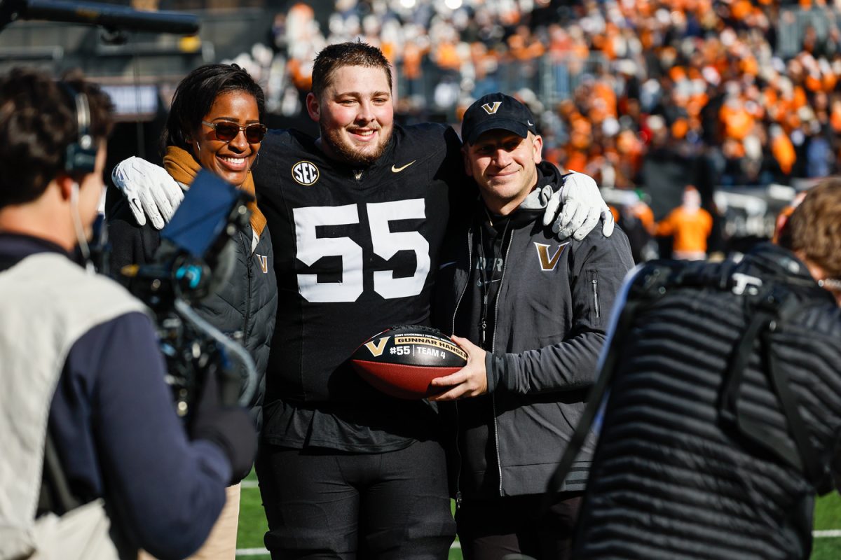 Gunnar Hansen is honored during senior day, as photographed on Nov. 30, 2024. (Hustler Multimedia/Barrie Barto)
