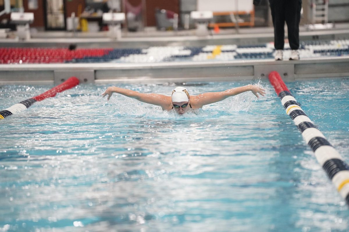 A Vanderbilt swimmer swimming butterfly against Kentucky, as photographed on Jan. 3, 2025. (Vanderbilt Athletics)