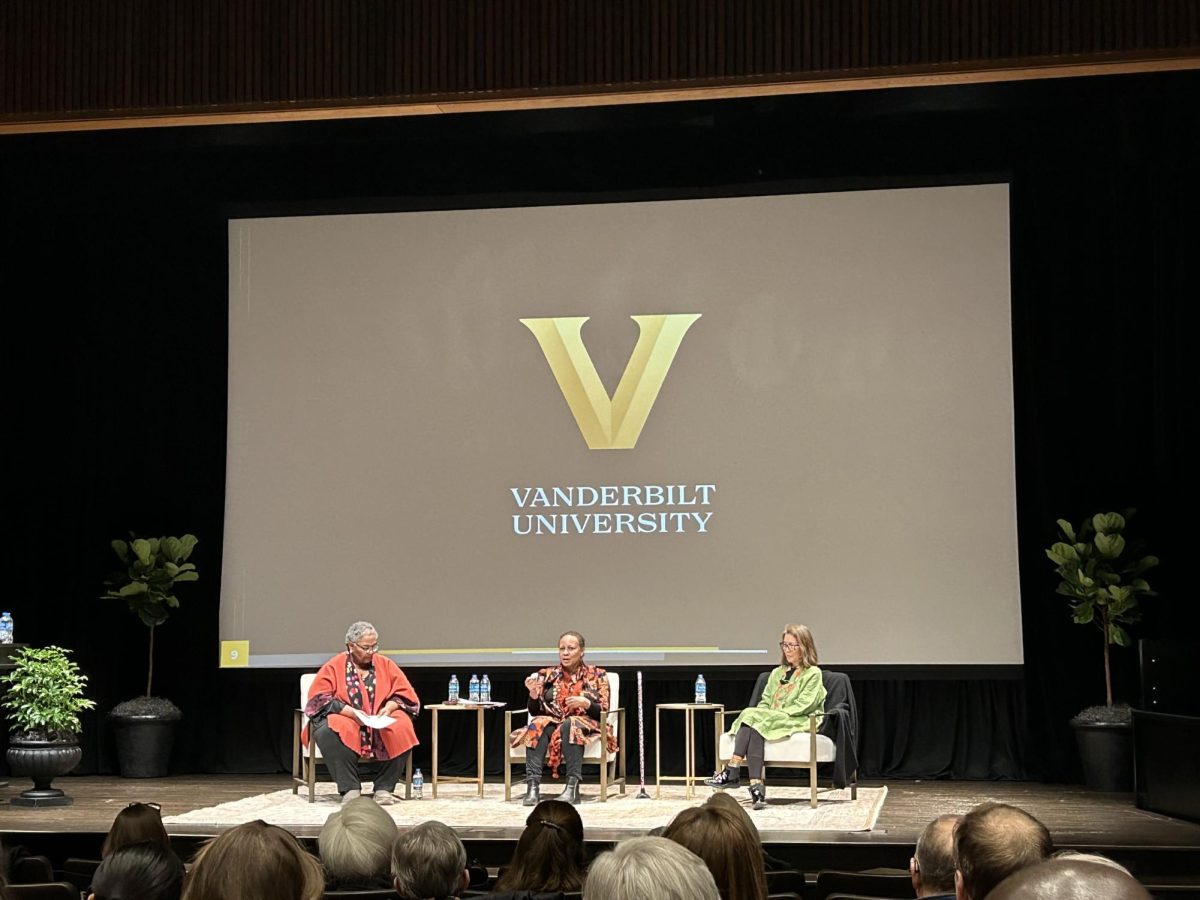 Filmmakers Karen Hayes and Pamela Tom discuss their film with Dr. Phillis Sheppard in Sarratt Cinema, as photographed on Jan. 15, 2025. (Hustler Staff/Alison Winters)
