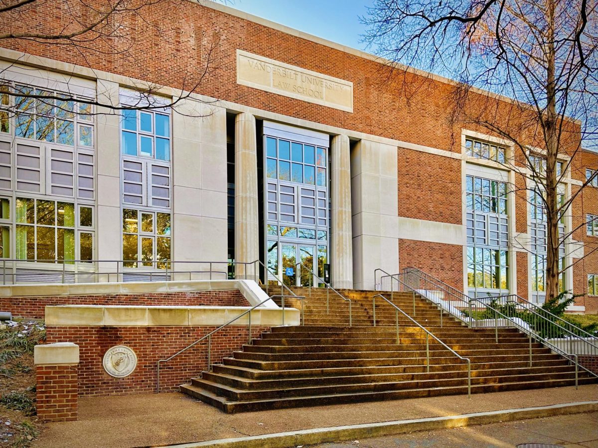 The facade of the Vanderbilt Law School edifice stands in wintry repose, as captured on Jan. 13, 2025. (Hustler Multimedia/Royce Yang)