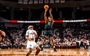 AJ Hoggard shoots a jumper, as photographed on Feb. 27, 2025. (Vanderbilt Athletics)