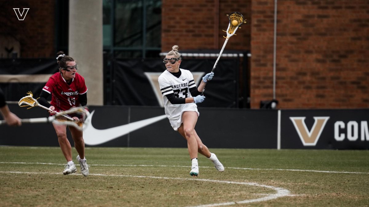 Brooke Baker attacks, as photographed on March 5, 2025. (Vanderbilt Athletics)