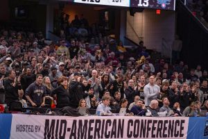Fans cheer during the first round of the NCAA Men's basketball tournament in Cleveland, Ohio, as captured on March 21, 2025 (Hustler Multimedia/Miguel Beristain) 