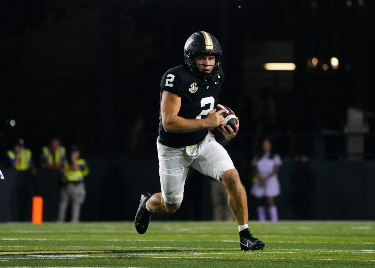 Diego Pavia running down the field, as photographed on Sept. 20, 2025. (Hustler Multimedia/Courtney Wu) 
