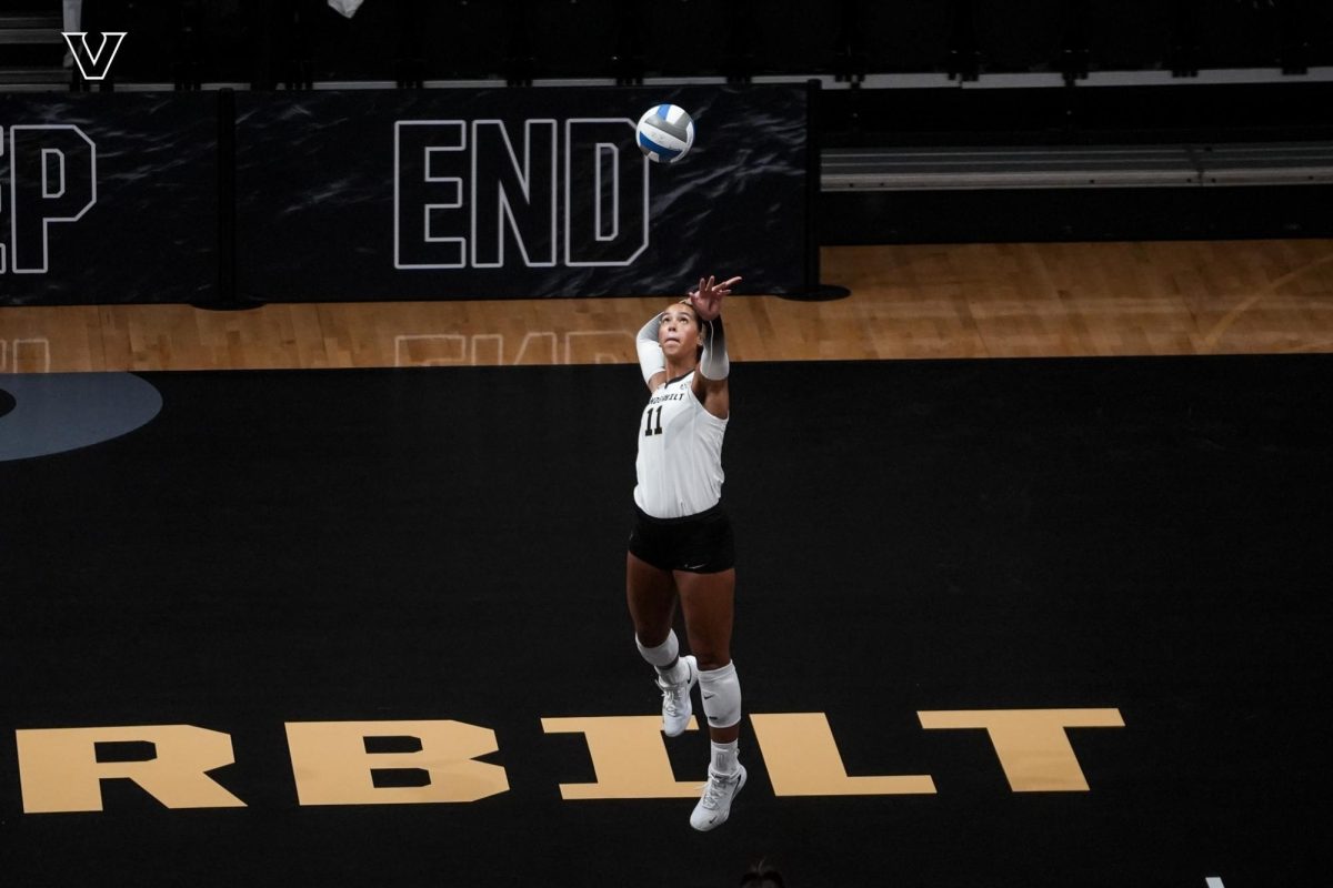 Maya Witherspoon serves the ball, as photographed on Sept. 5, 2025. (Vanderbilt Athletics)