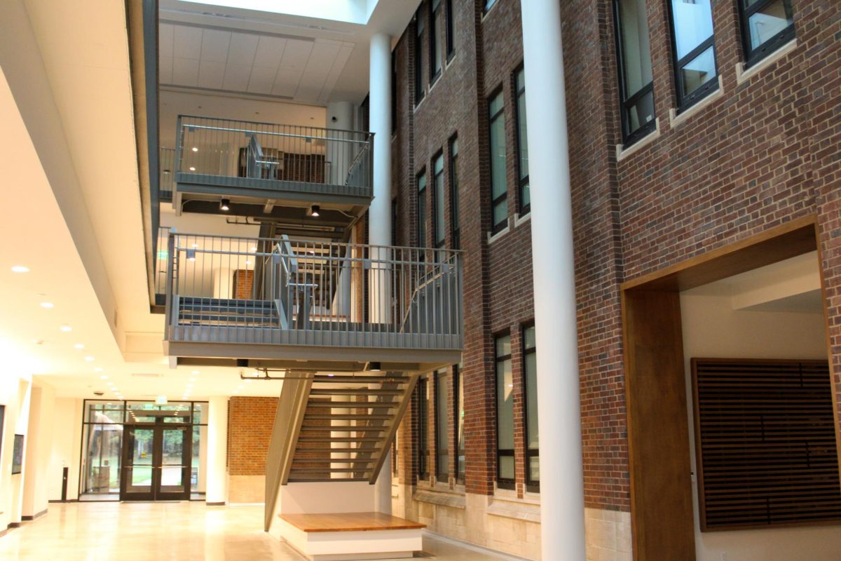 Recent renovations in Garland Hall create dialogue between decades old structure and modern construction.
