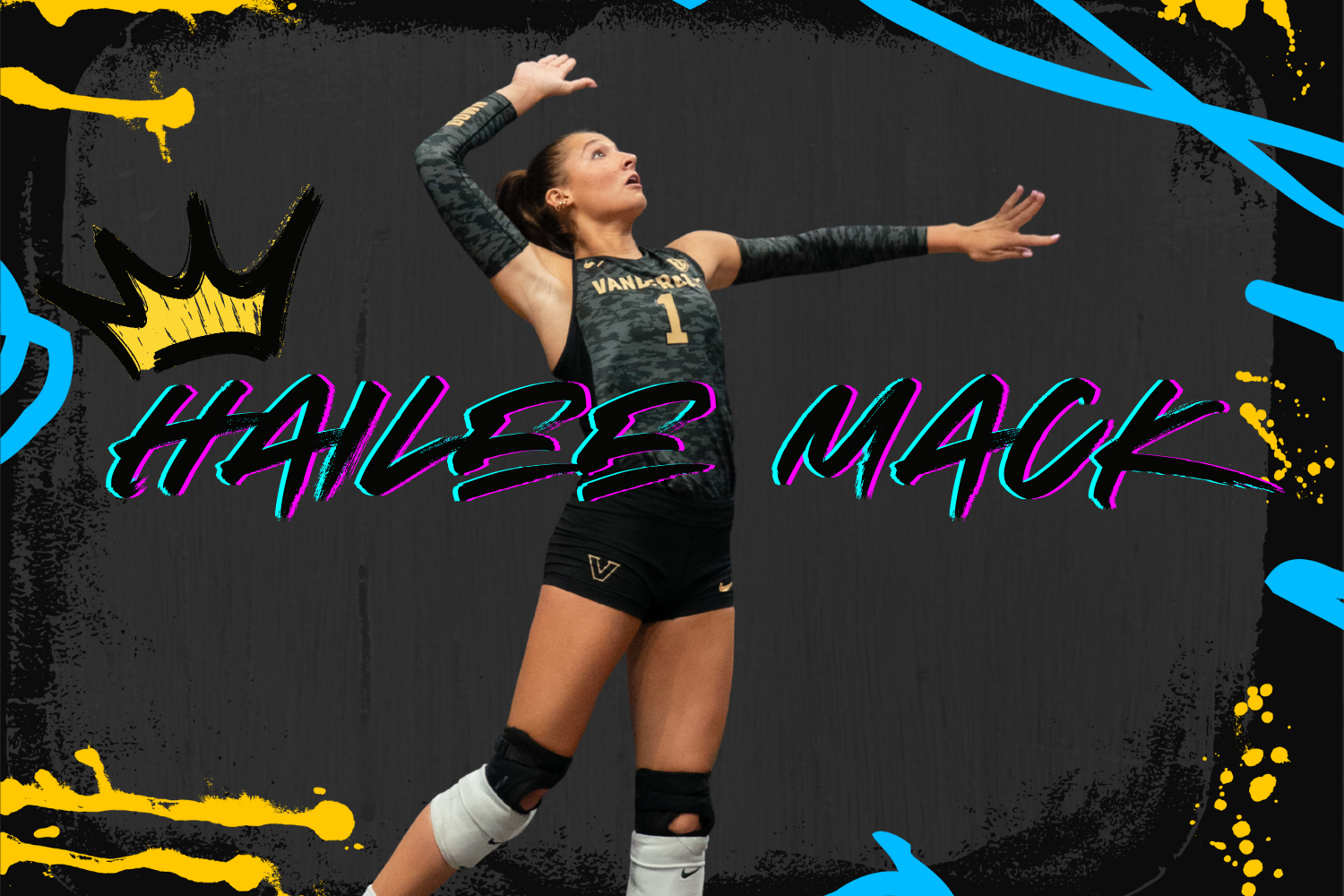 Graphic depicting Hailee Mack serving the ball. (Hustler Multimedia/Vincent Xu)