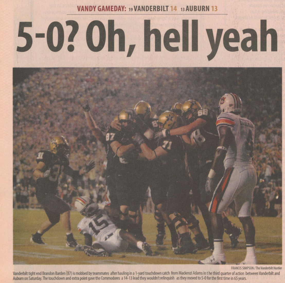 It has been 17 years since Vanderbilt hosted College GameDay; let’s relive that historic season and win ahead of Saturday. 