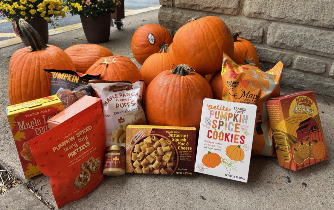 A collection of Trader Joe’s 2025 fall snack repertoire, as photographed on Oct. 3, 2025. (Hustler Multimedia/Kate Kamenstein)  