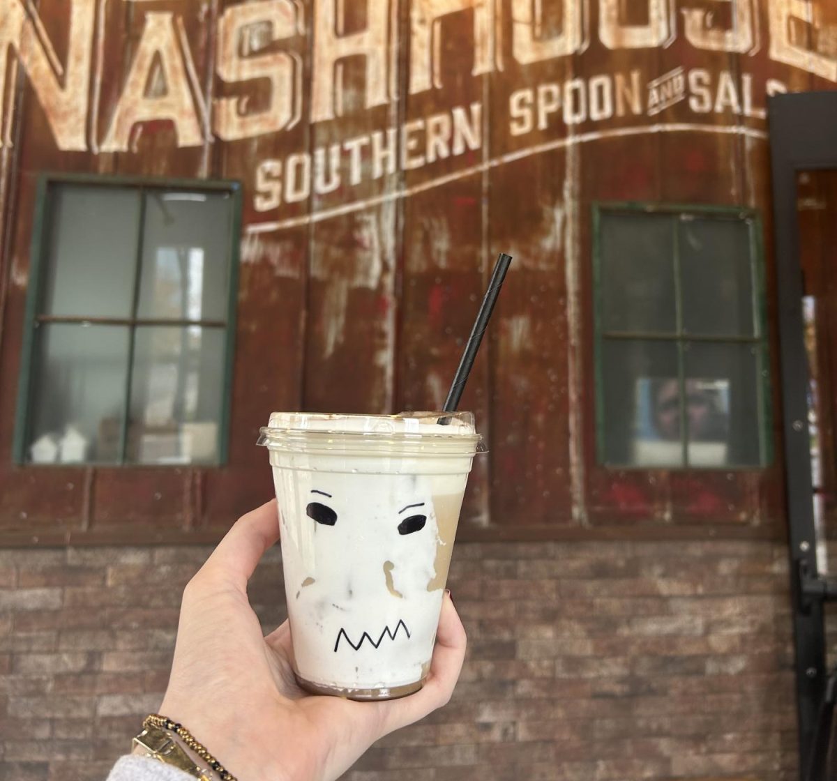 The window, the drink and the special fall menu at Uncle Kelly’s Coffee & Provisions, as photographed Nov. 2, 2025. (Hustler Staff/Maya Brody). 