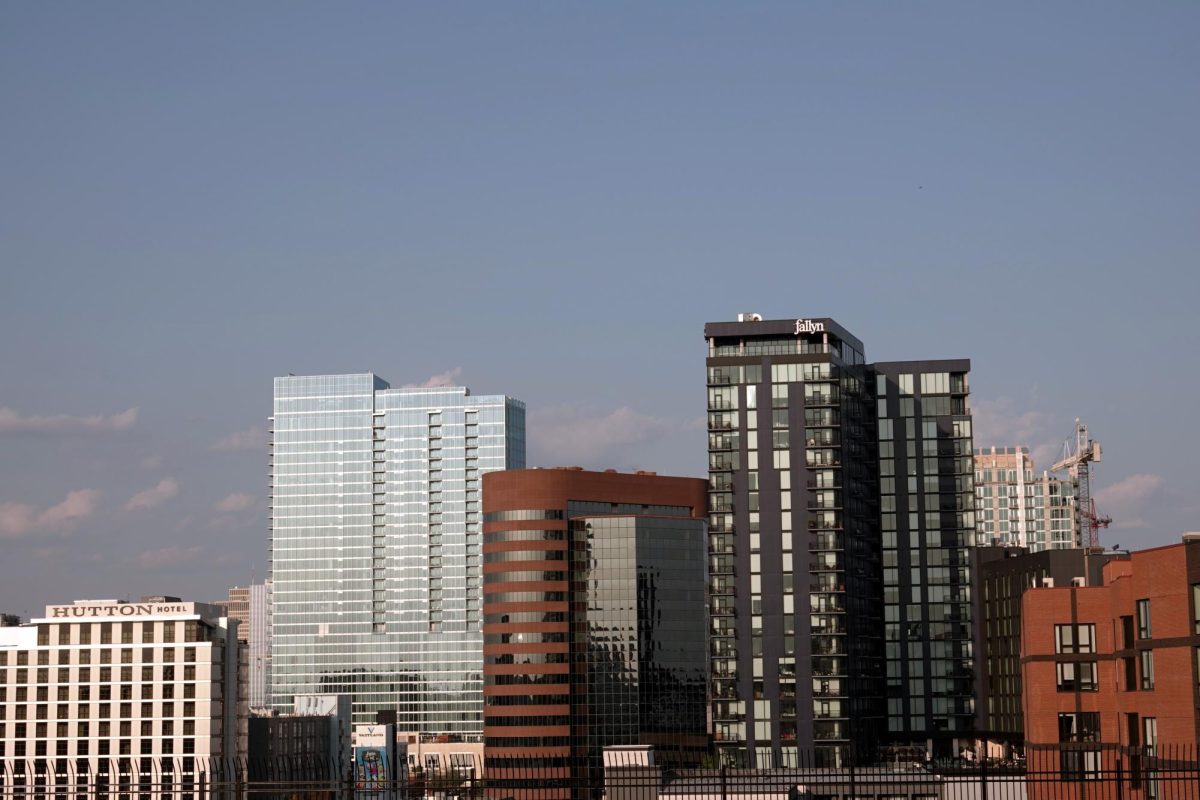 A view of Midtown Nashville from campus, as photographed on Sept. 11, 2025. (Hustler Multimedia/Corey Lochan)