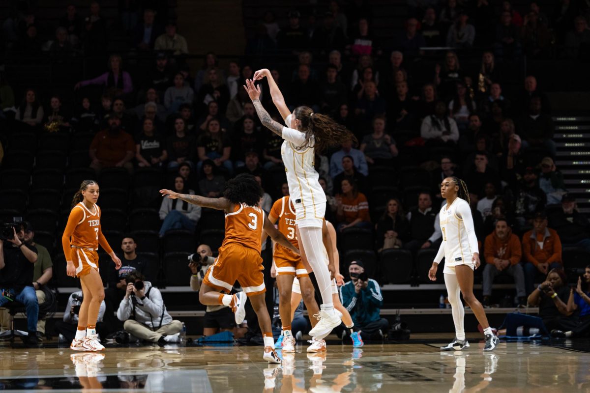 Justine Pissott attempts a 3-pointer, as photographed on Feb. 12, 2026. (Hustler Multimedia/Abbie Bobeck)