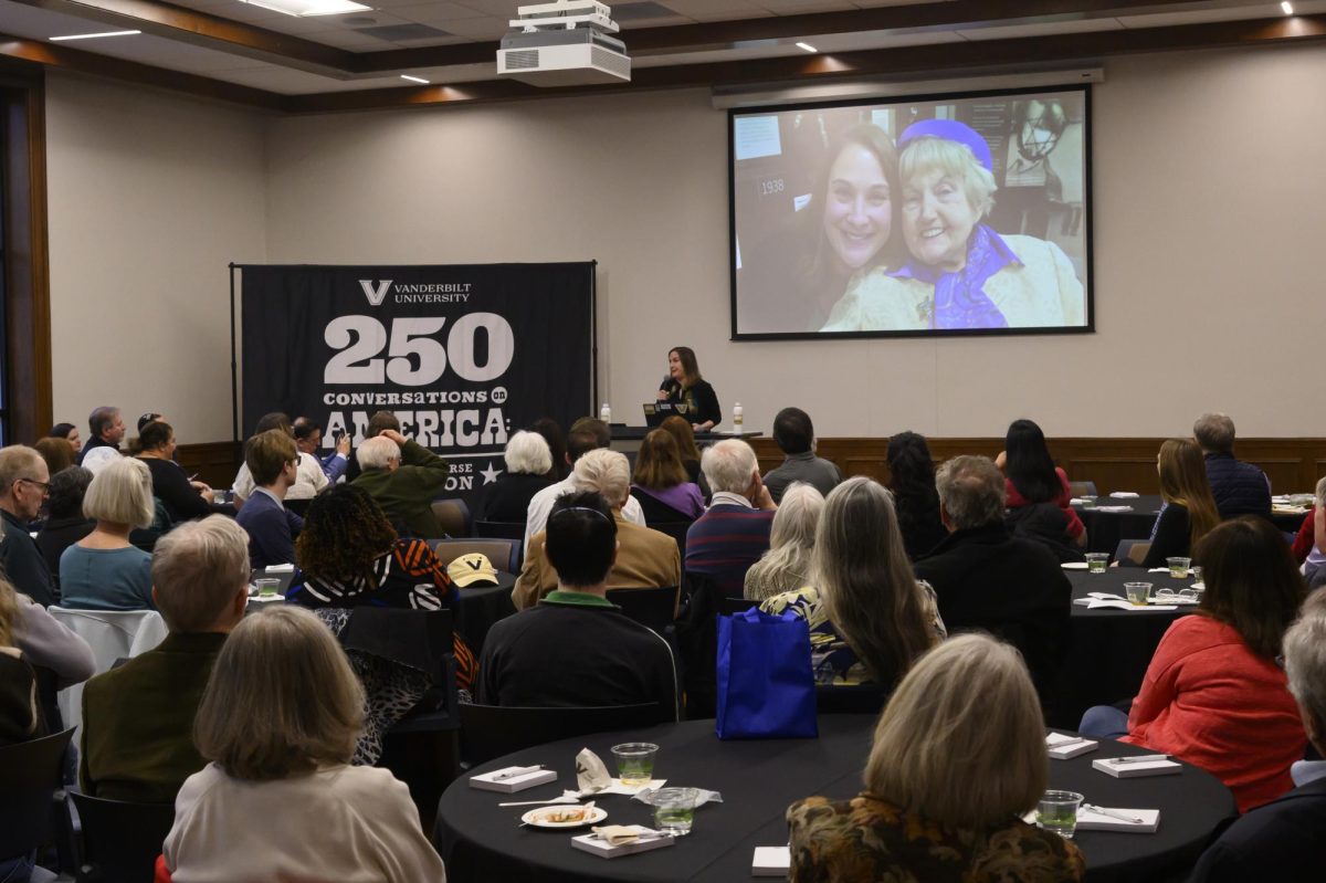 Stacy Gallin speaks to a crowd, as photographed Friday, Feb. 20 (Photo courtesy of John Amis)