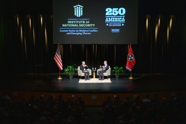 Nakasone and Moore conversate on stage, as photographed Feb. 4, 2026 (Photo courtesy of Kathleen Clark)