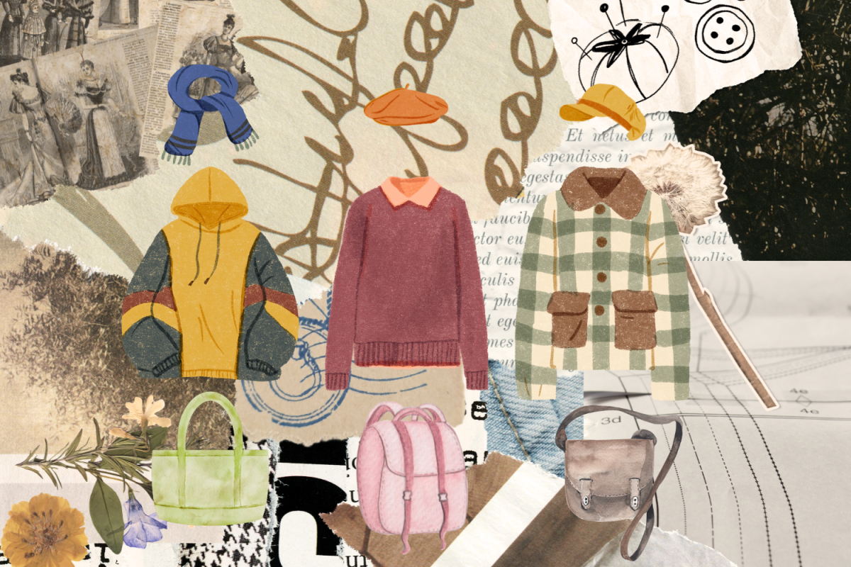 A graphic depicting artsy fashion, including colorful accessories and fall clothes. (Hustler Multimedia/Lexie Perez)