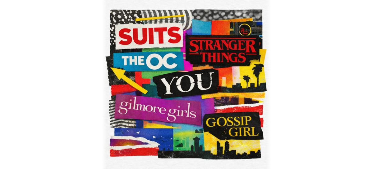 Graphic depicting a collage of TV shows referenced in the soundtrack feature. (Hustler Multimedia/Nour Arnaout)