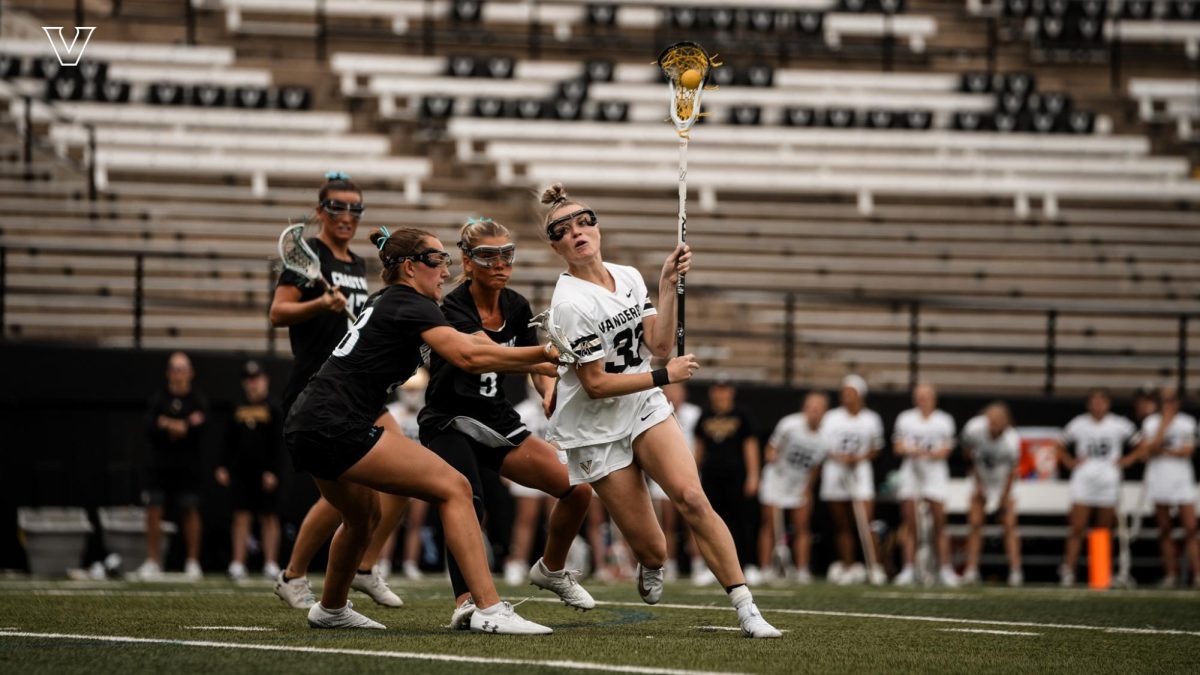 Brooke Baker attempts to drive past a defender, as photographed on Mar. 11, 2026. (Vanderbilt Athletics)